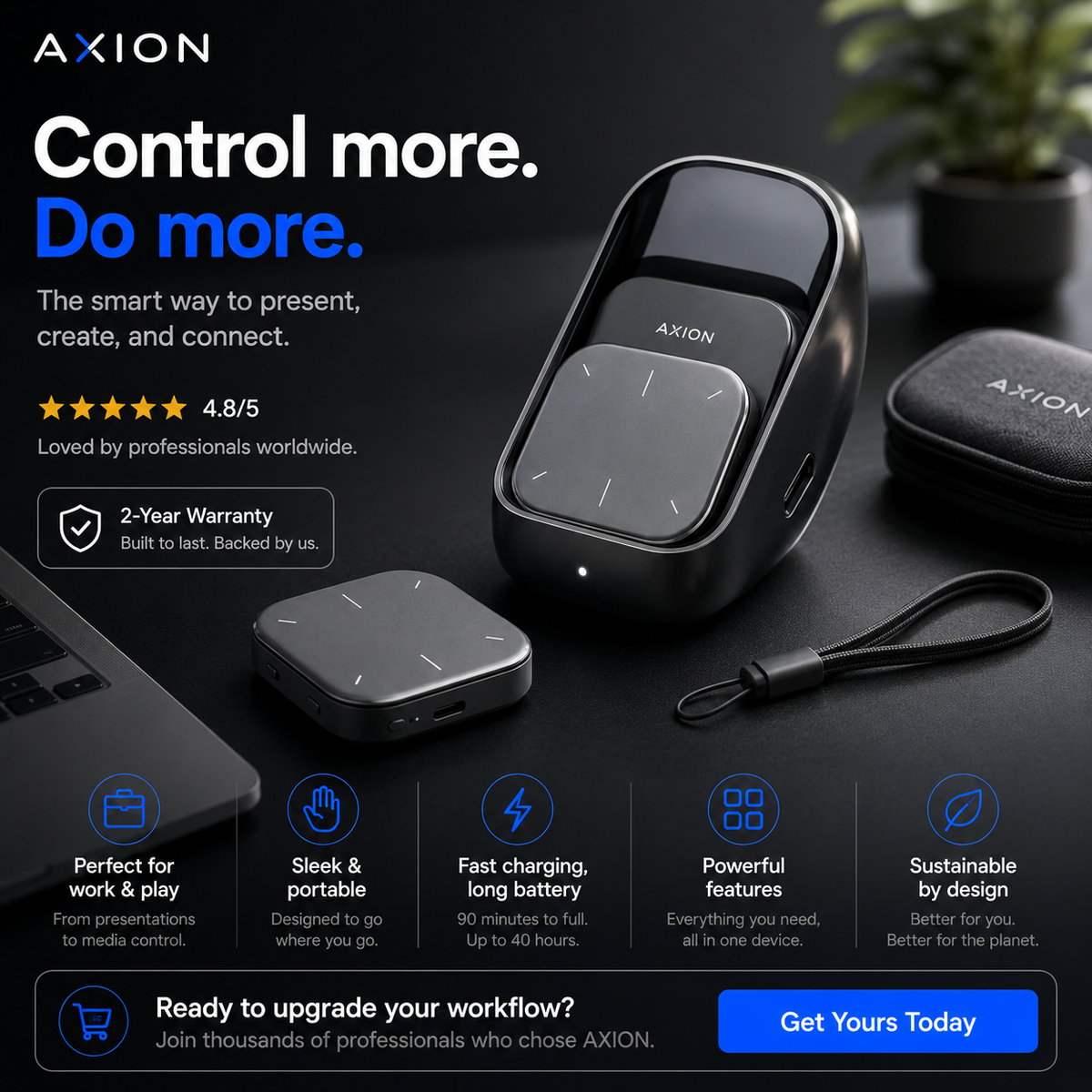 AXION™ Smart Detachable Air Mouse & Presentation Controller