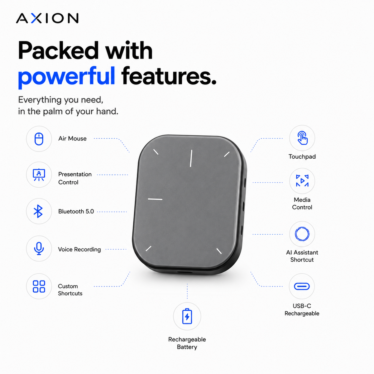 AXION™ Smart Detachable Air Mouse & Presentation Controller