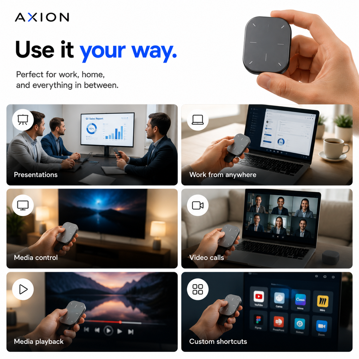 AXION™ Smart Detachable Air Mouse & Presentation Controller